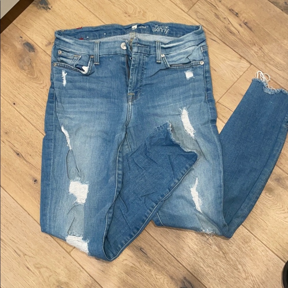 7 for All Mankind the ankle skinny, stretch jeans